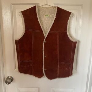 Vintage Mexican Leather Wedtern Vest with Warm Lining